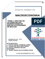 Efectos de La Caida en Las Exportaciones de Gas en La Economia de Bolivia