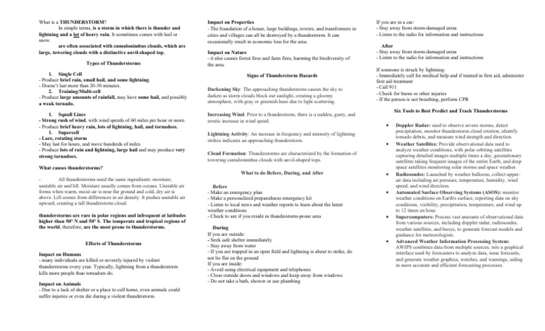 Thunderstorm Handout Pdf Thunderstorm Tornadoes