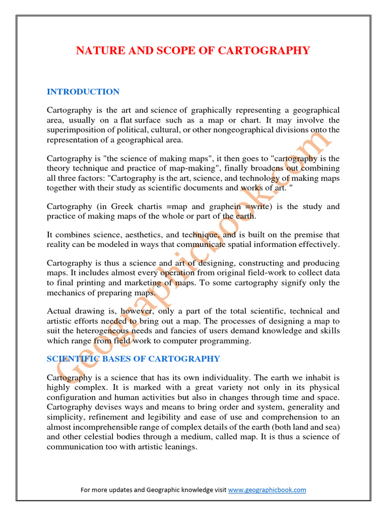 Definition Nature And Scope Of Cartography