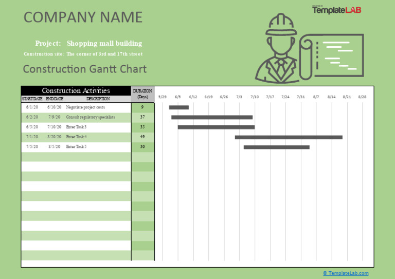 Construction Gantt Chart Template | PDF