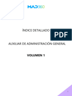 Índice Detallado - Auxiliar de Administración General de La Diputación Provincial de Alicante. Temario Volumen 1