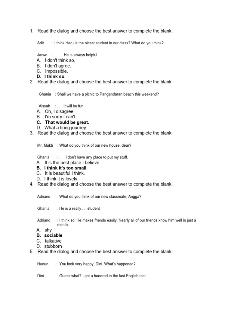 English Dialogue Exercises for Students | PDF