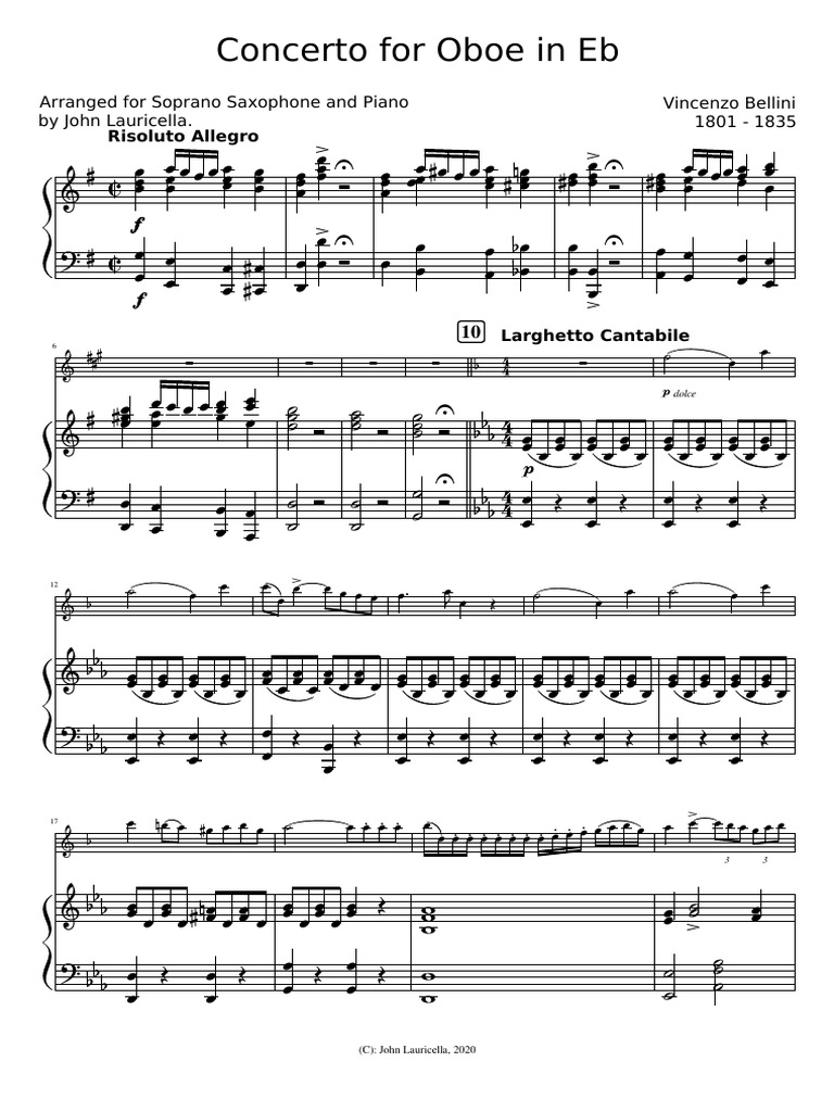Bellini Oboe Concerto PDF Compositions Orchestral Music