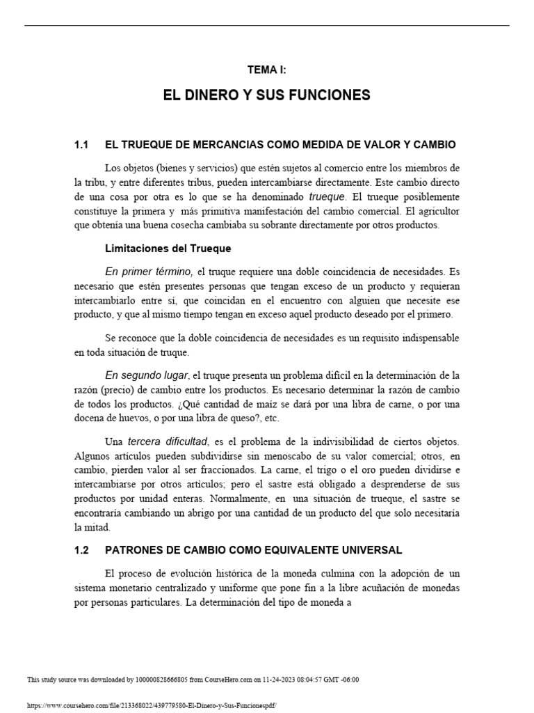 El Dinero y Sus Funciones PDF | PDF | Efectivo | Dinero