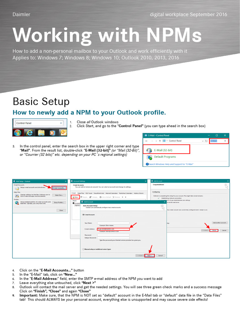 Outlook NPM Setup Guide | PDF | Microsoft Outlook | Email Address