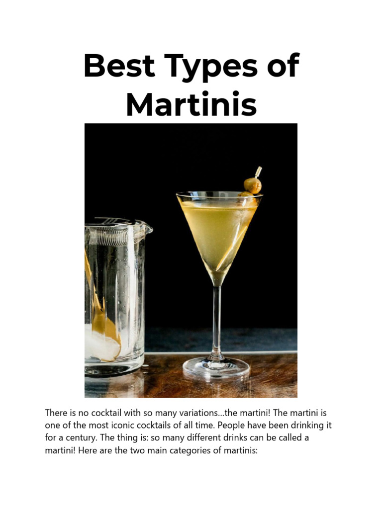List Of Different Types Of Martinis
