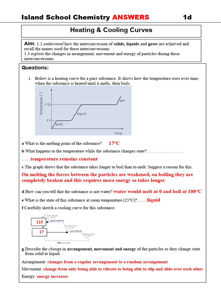 1d Heating and Cooling Curves ANSWERS PDF