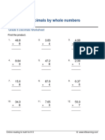 Grade 5 Multiplying Decimals by Whole Numbers Col A