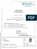 Certificado Alumno Regular: Secretaría de Estudios