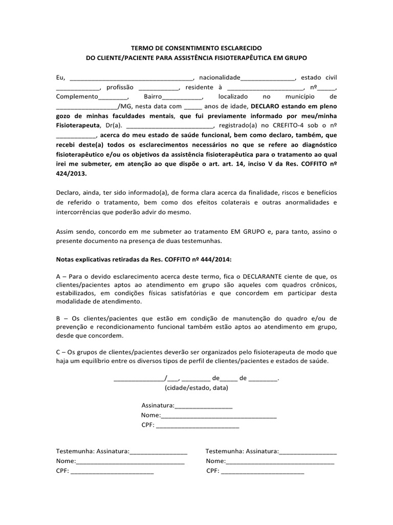 Termo De Consentimento Informado Modelo