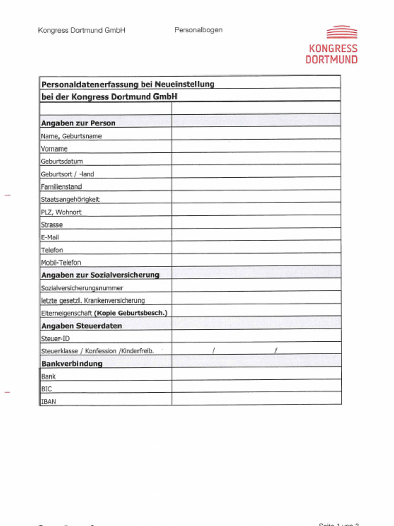 Personalbogen KD 2 PDF