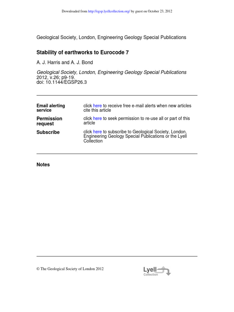 Harris and Bond (2012) - Stability of Earthworks To Eurocode 7 | PDF ...