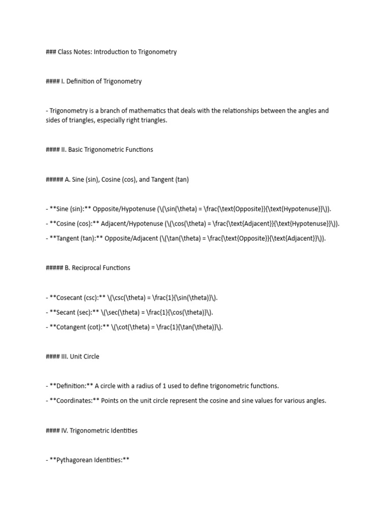 Trigonometry Pdf Trigonometric Functions Trigonometry