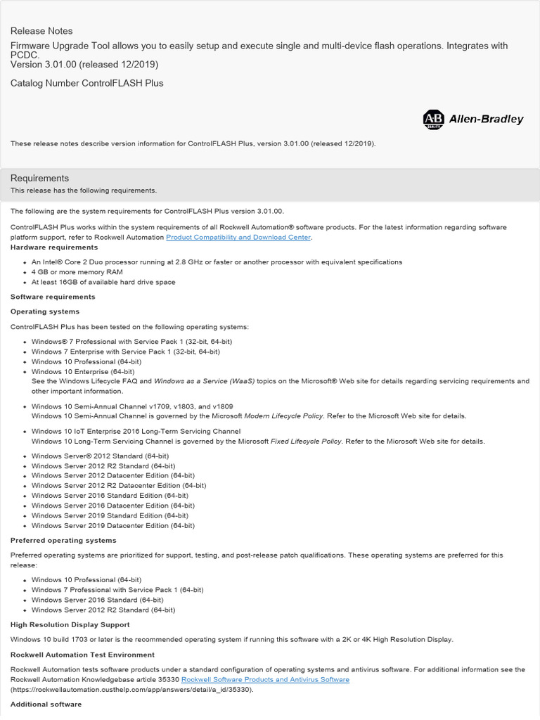 ControlFLASH Plus 3.01.00 (Released 12 2019) PDF Microsoft