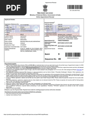 Appointment Receipt Faizan