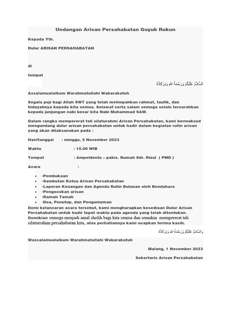 Undangan Arisan | PDF