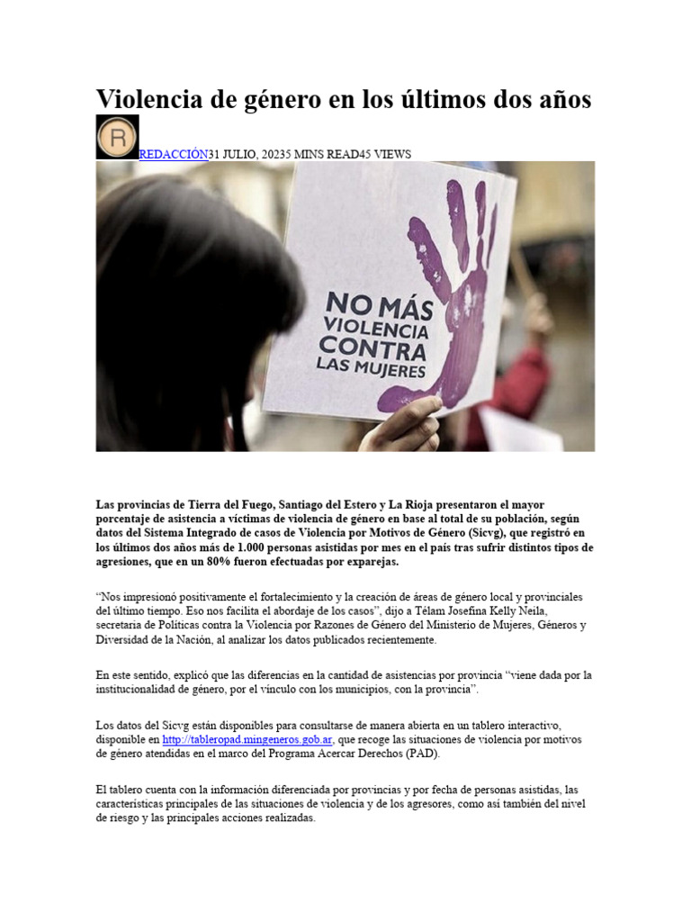 Violencia de género en los últimos dos años etica anawilson | PDF ...
