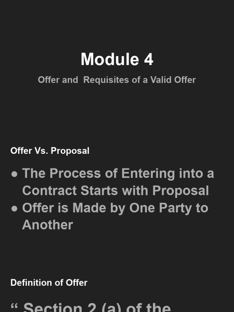Valid Offer Essentials in Contracts | PDF