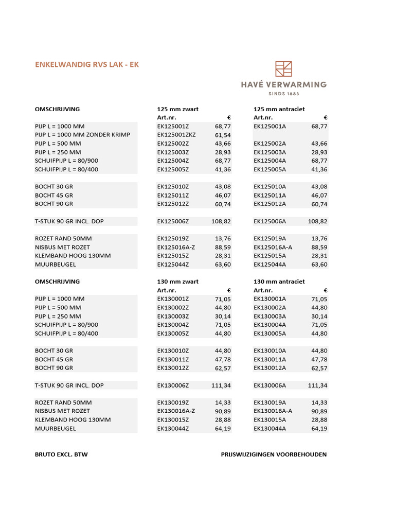 Enkelwandig RVS EK LAK | PDF
