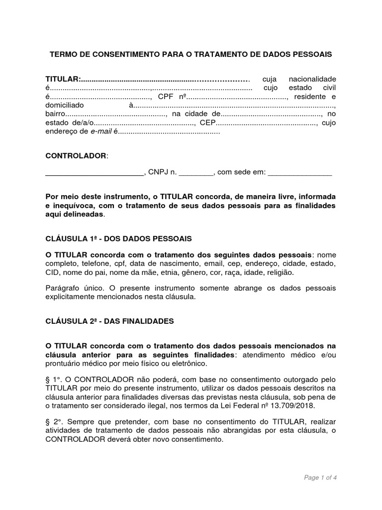 Exemplo De Termo De Consentimento