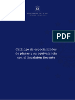 Catalogo de Especialidades de Plazas y Su Equivalencia Con Escalafon Docente - Julio 2022