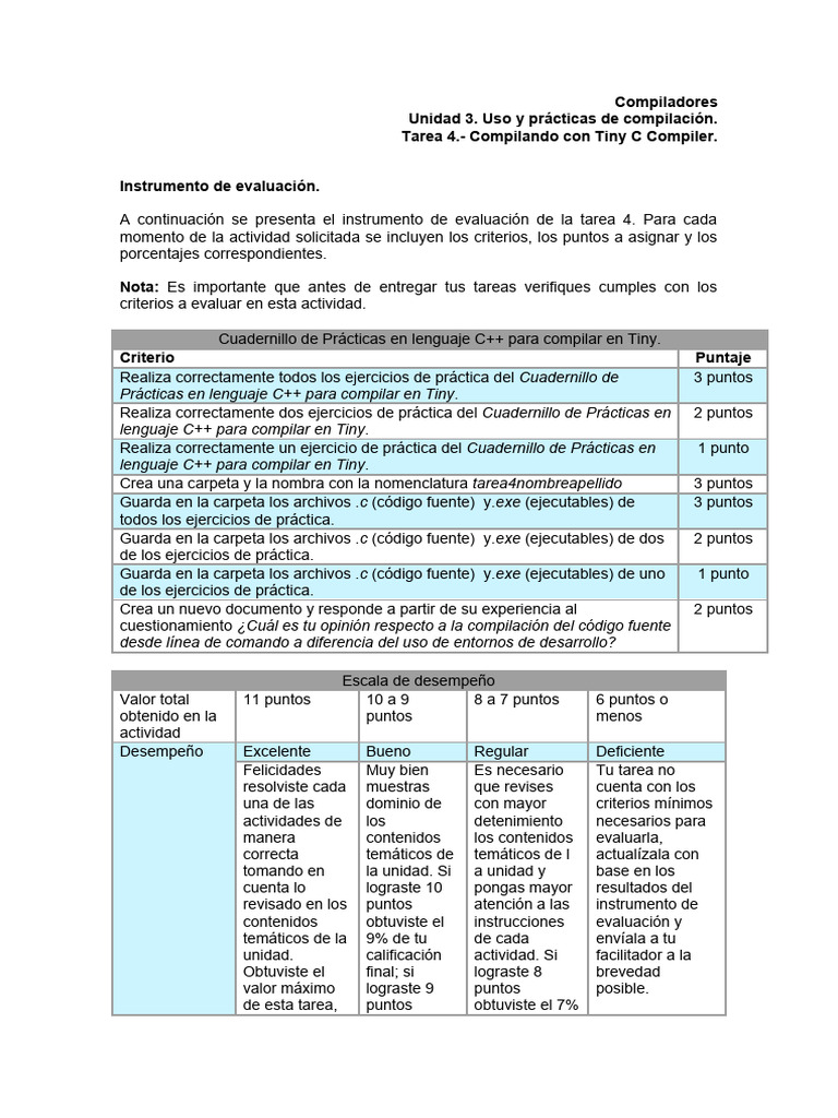 Evaluación de Tarea 4: Compilación C++ | PDF | Compilador | Lenguaje de ...