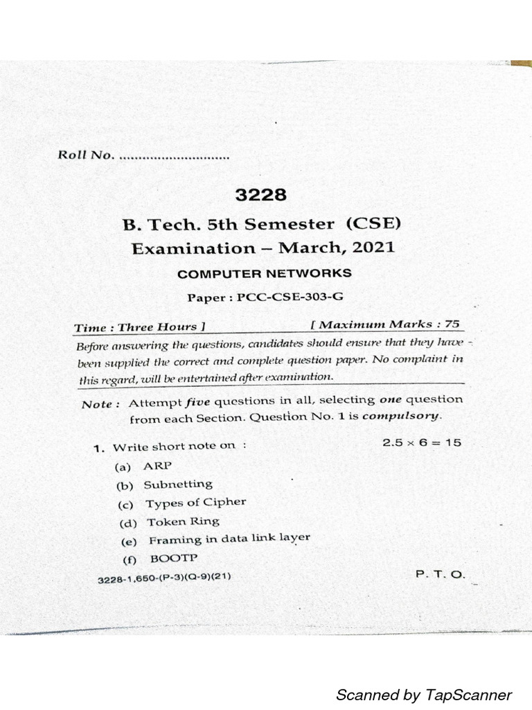 Computer Network Paper PDF