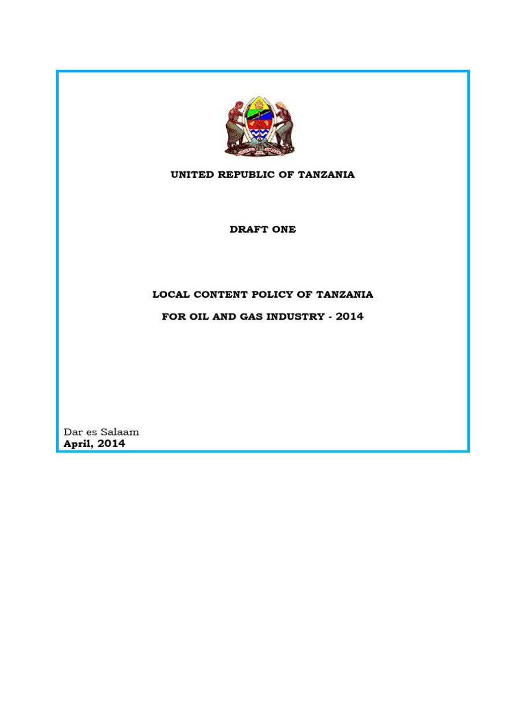 Tanzania Oil and Gas Local Content Policy | PDF | Natural Gas | Tanzania