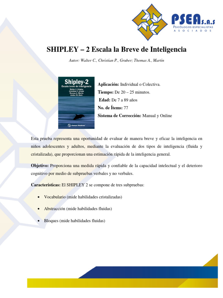 SHIPLEY 2 Escala La Breve de Inteligencia PDF
