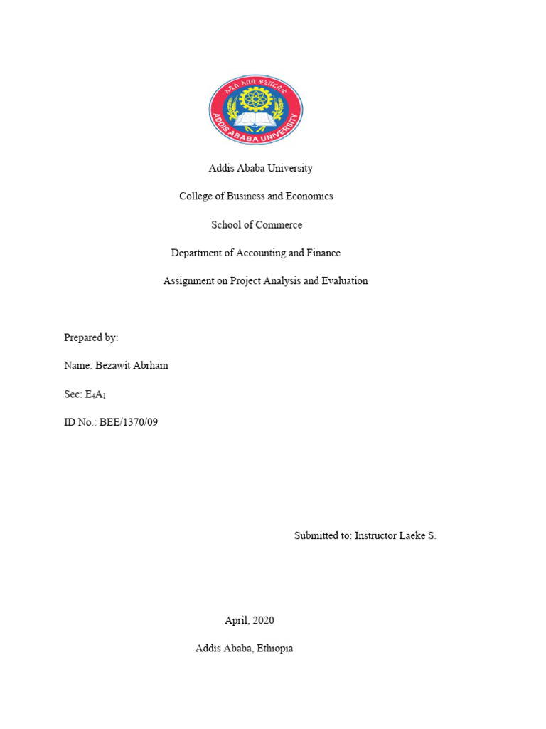 Project Analysis and Evaluation Assignment | PDF | Expense | Swot Analysis