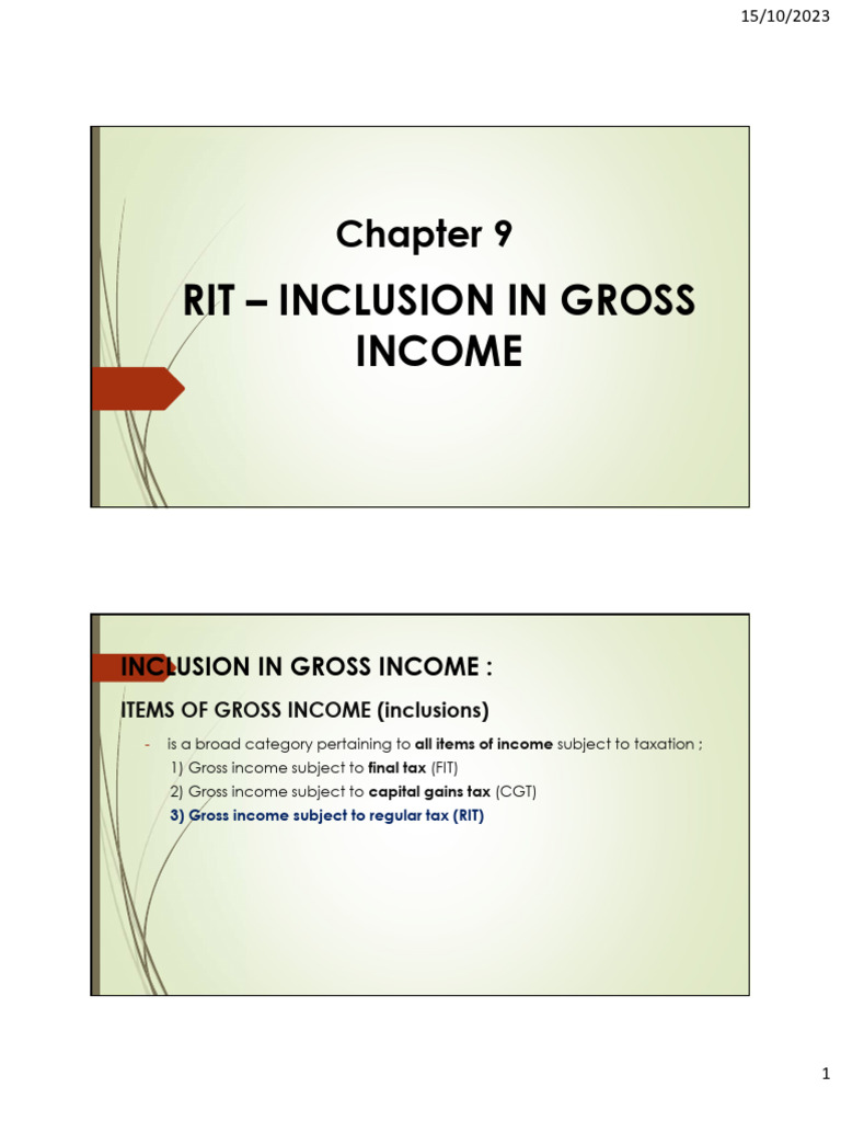 RIT Tax and Gross Income Inclusions | PDF | Gross Income | Tax Deduction
