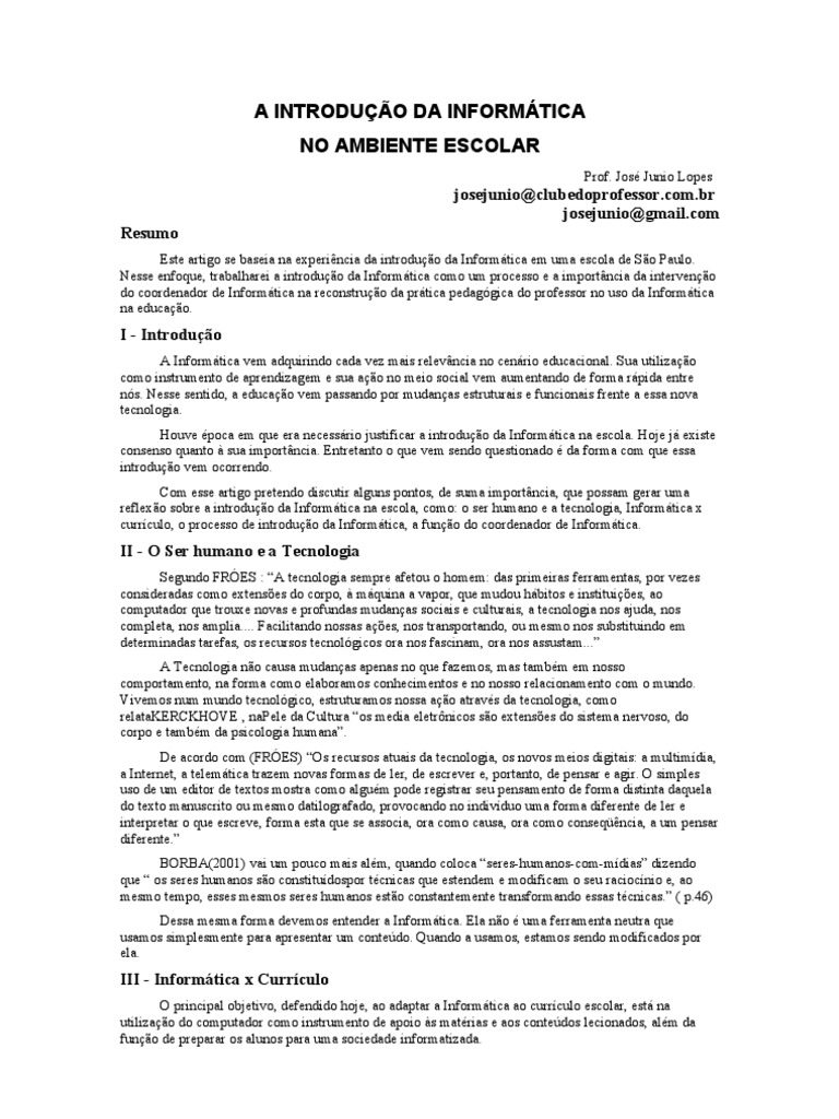 A Introdução Da Informática | PDF
