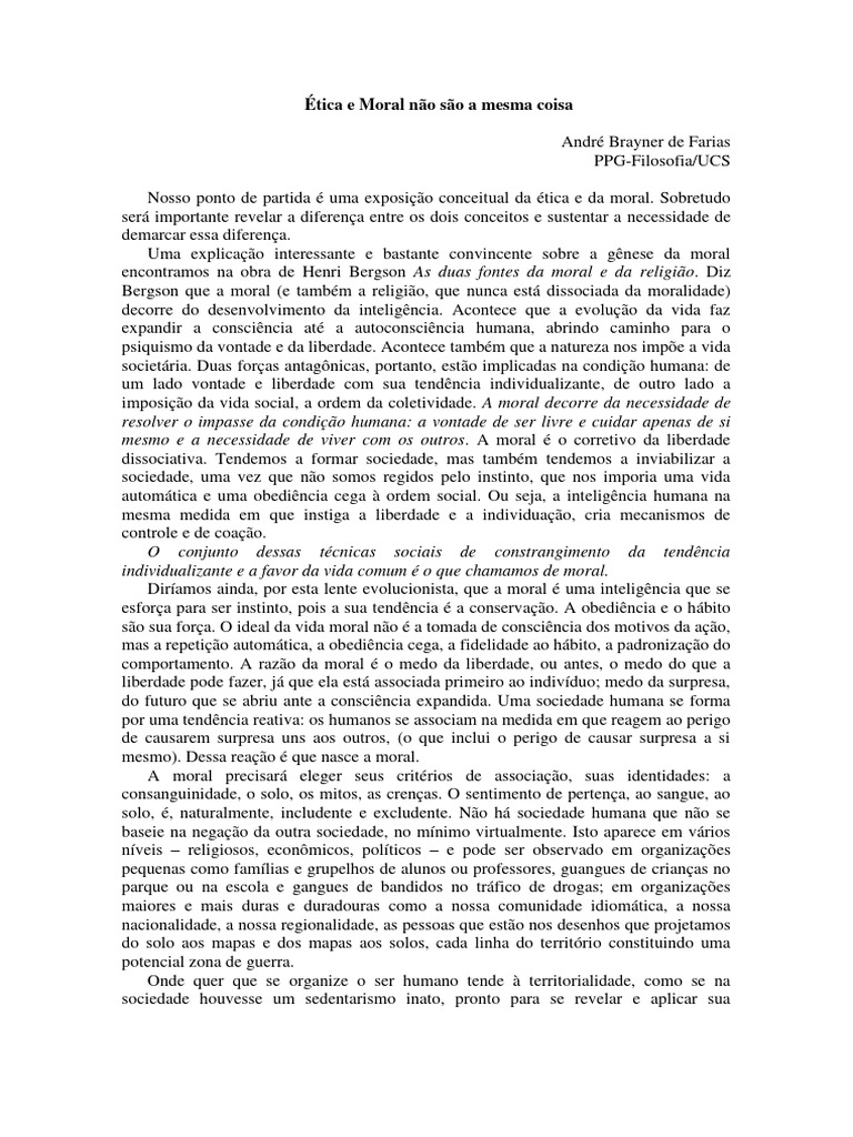 Texto 1 ÉTICA E MORAL NÃO SÃO A MESMA COISA Download grátis PDF