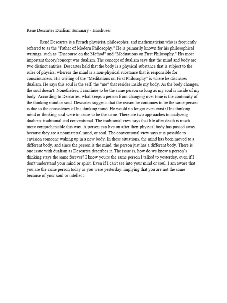 Rene descartes summary pdf