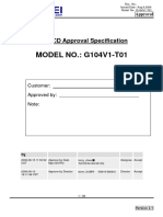 MODEL NO.: G104V1-T01: TFT LCD Approval Specification