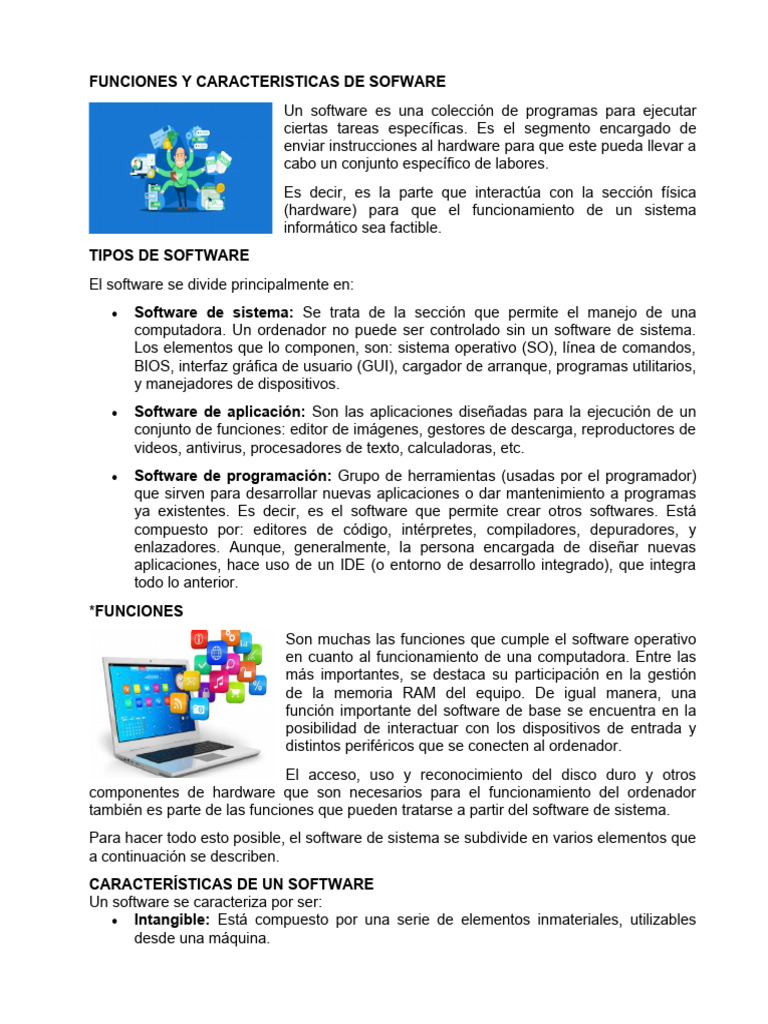 Funciones y Caracteristicas de Sofware | PDF | Hardware de la ...