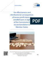 The Effectiveness and Distributional Consequences of Excess Profit Taxes or Windfall Taxes in Light of The Commission's Recommendation To Member States