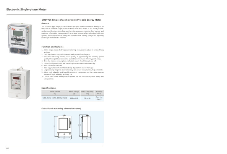 DDSY726 SinglePhase Electronic PrePaid Energy Meter PDF