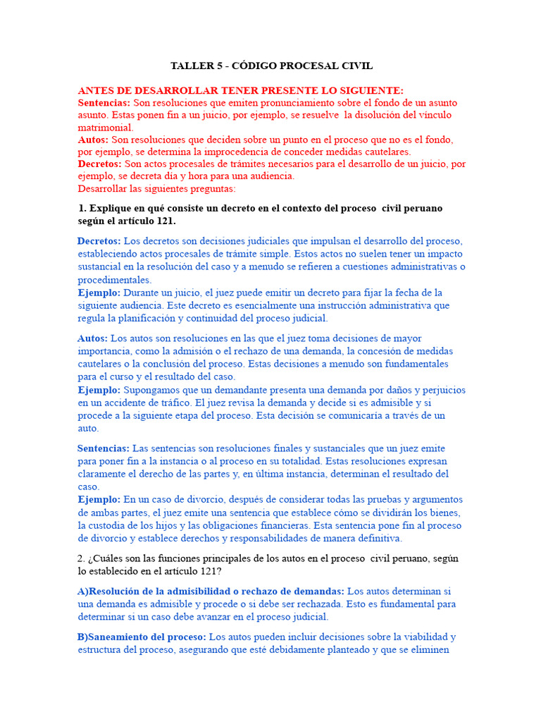 TALLER 5 Con Casos | PDF | Sentencia (ley) | Caso de ley