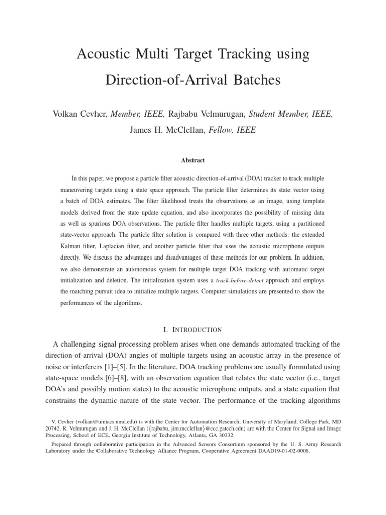 Acoustic Multi-Target DOA Tracking System | PDF