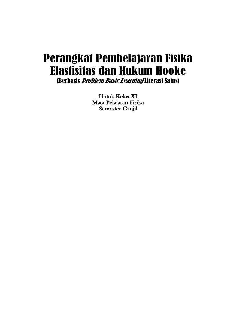 Buku perangkat pembelajaran fisika elastisitas dan hukum hooke berbasis
