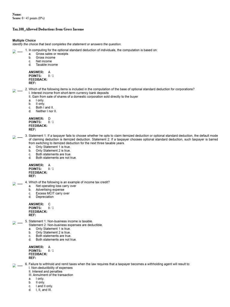 Allowed Deductions from Gross Income | PDF | Tax Deduction | Bad Debt