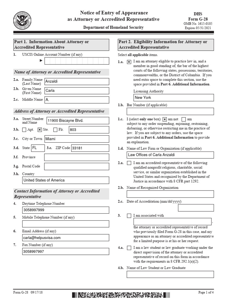 Notice of Entry of Appearance As Attorney or Accredited Representative ...