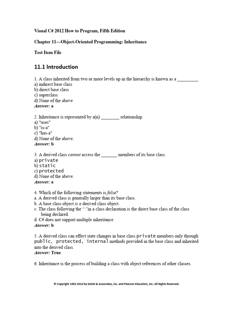 Visual C 2012 How To Program 5th Edition Deitel Test Bank | PDF ...