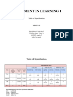 AiL1 - Table of Specification