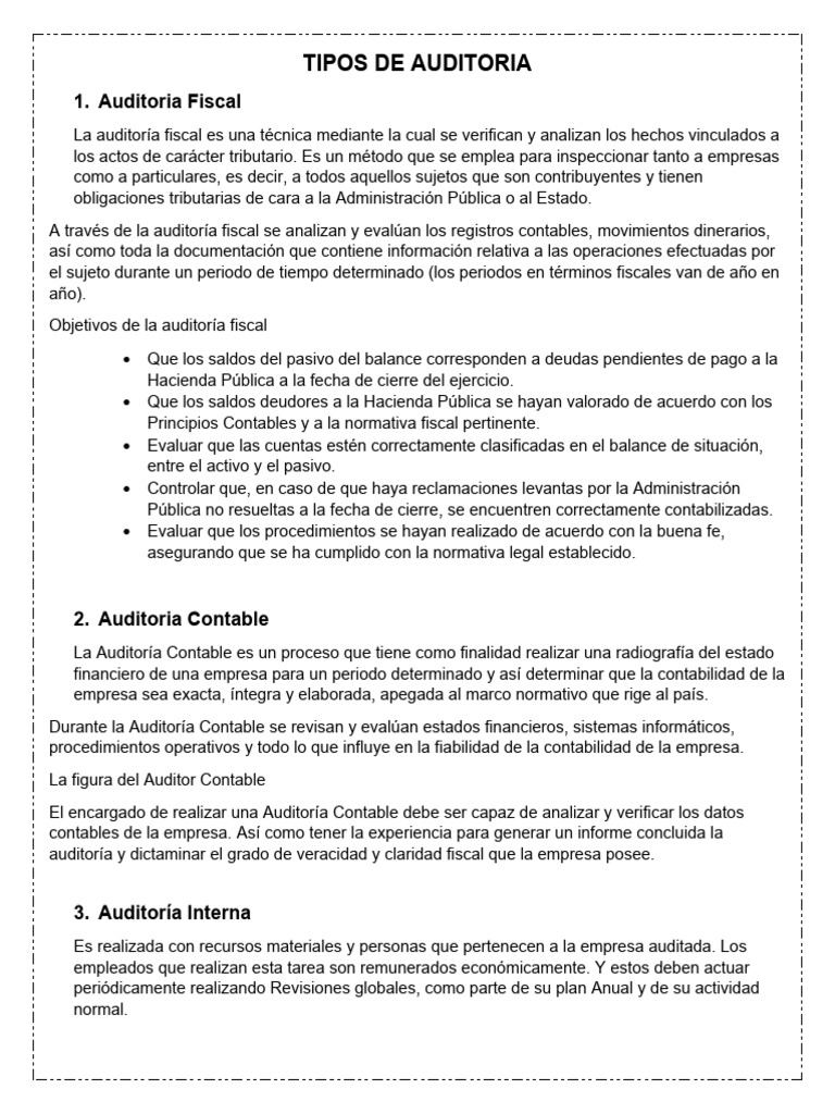 Tipos de Auditoría: Guía Completa | PDF | Auditoría | Contabilidad
