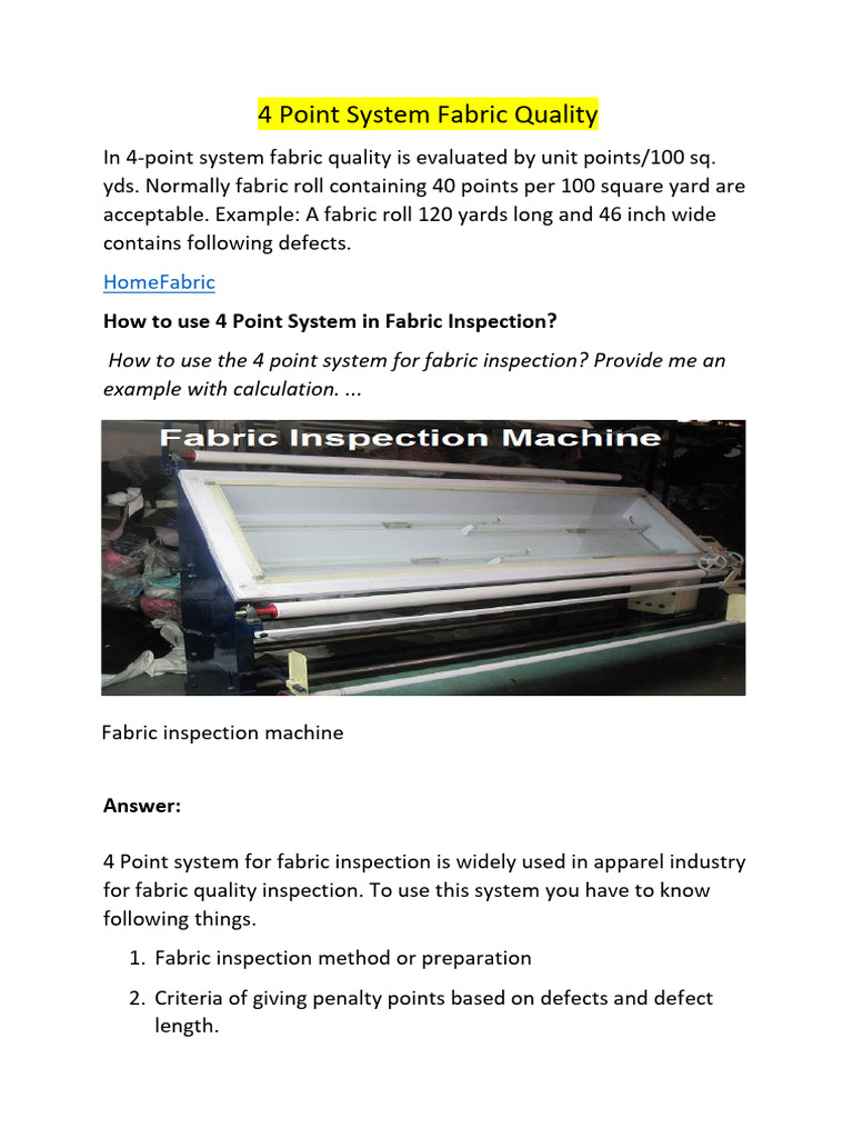 What Is 4 Point System Fabric Inspection