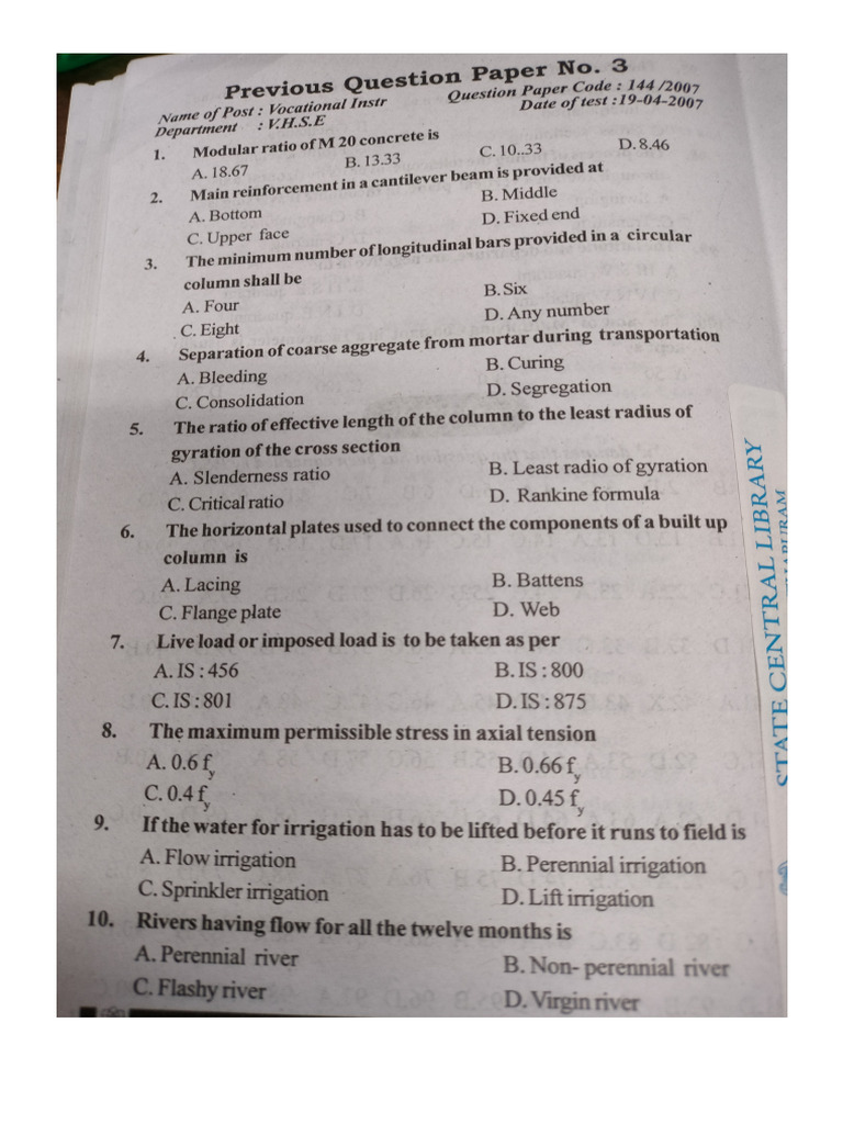 Previous Year Question Kerala PSC | PDF
