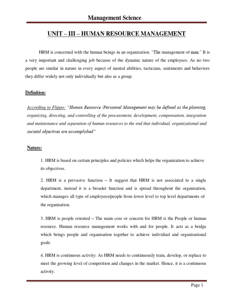 MS - Unit - Iii-1 | PDF | Human Resource Management | Human Resources