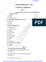 11th English Answer Keys To Quarterly Exam 2022 Original Question Paper Madurai District PDF Download